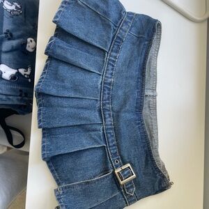 Blue Denim Pleated mini skirt